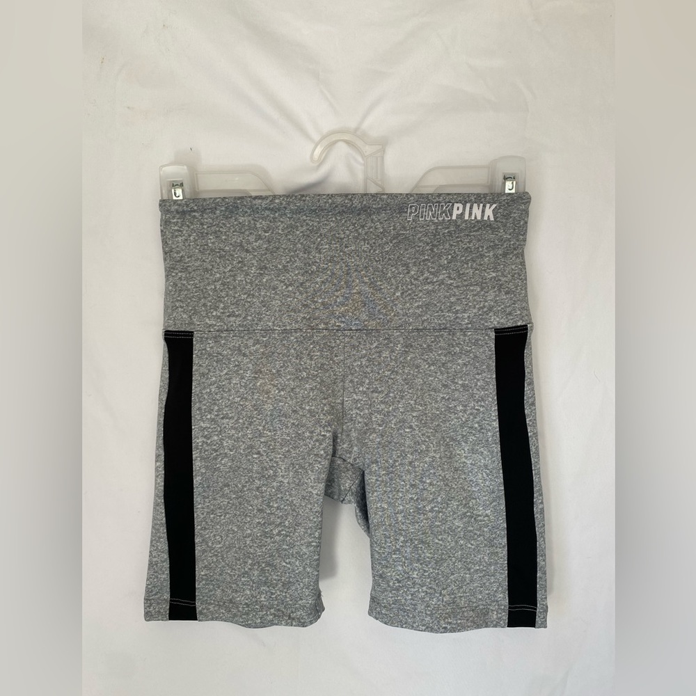 PINK Active~Youth X-Small light gray w/Black stripe on side biker shorts